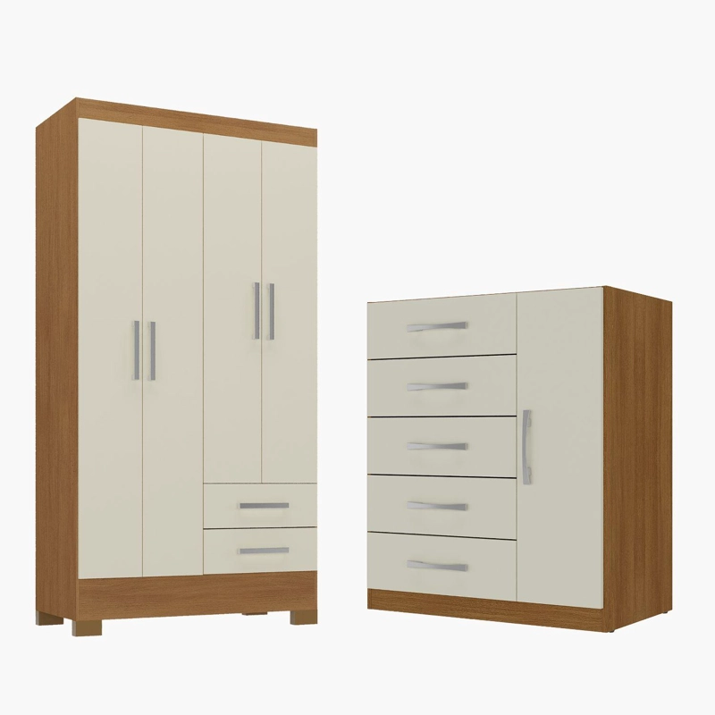 COMBO CLOSET 4 PUERTAS + COMODA 5 CAJONES 1 PUERTA OFF WHITE R4251 - 1