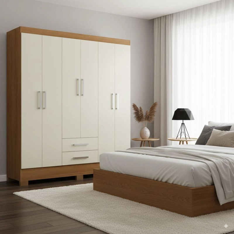 COMBO CLOSET 6 PUERTAS + COMODA 5 CAJONES 1 PUERTA + LIBRERO OFF WHITE R625116 - 2