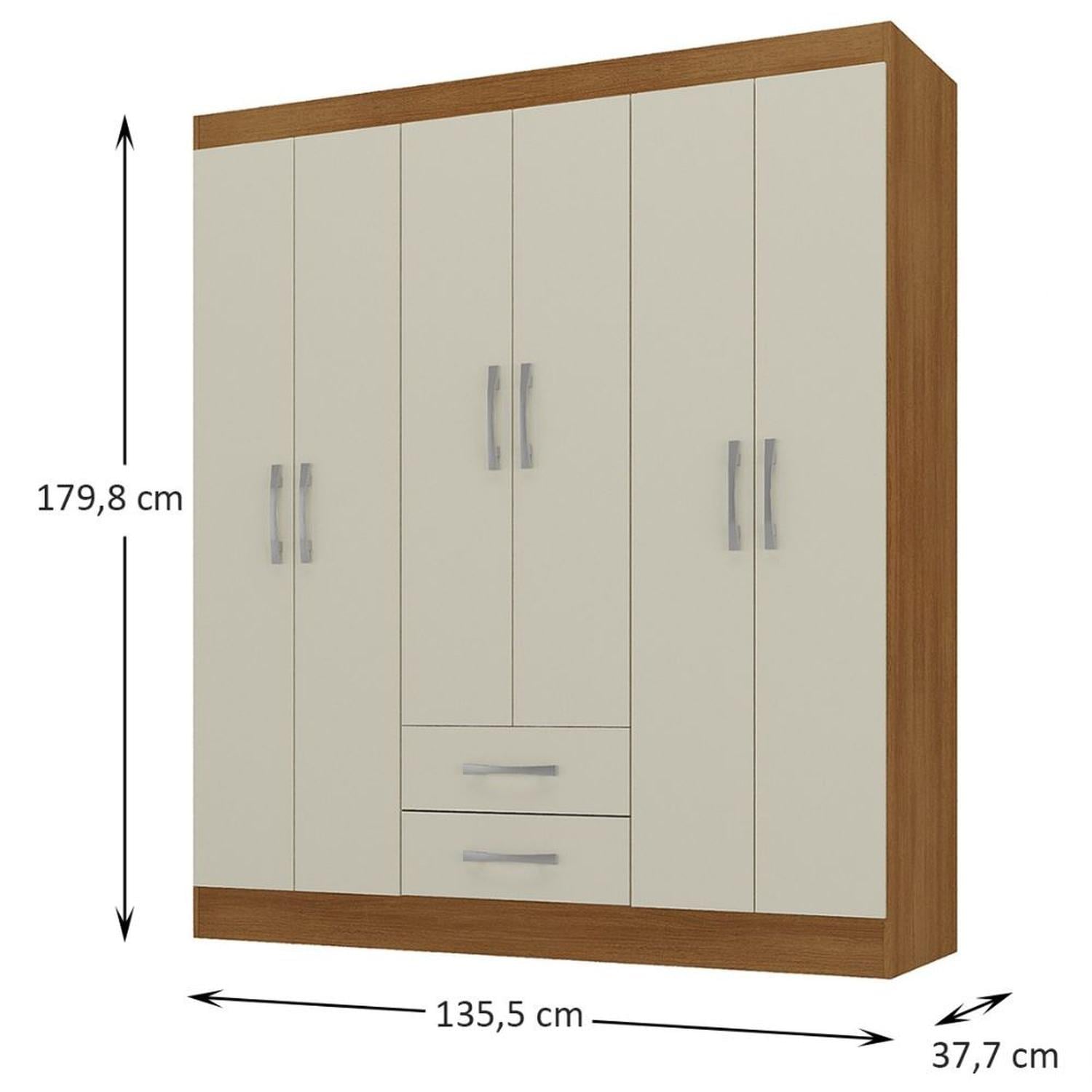 COMBO CLOSET 6 PUERTAS + COMODA 5 CAJONES 1 PUERTA + LIBRERO OFF WHITE R625116 - 6
