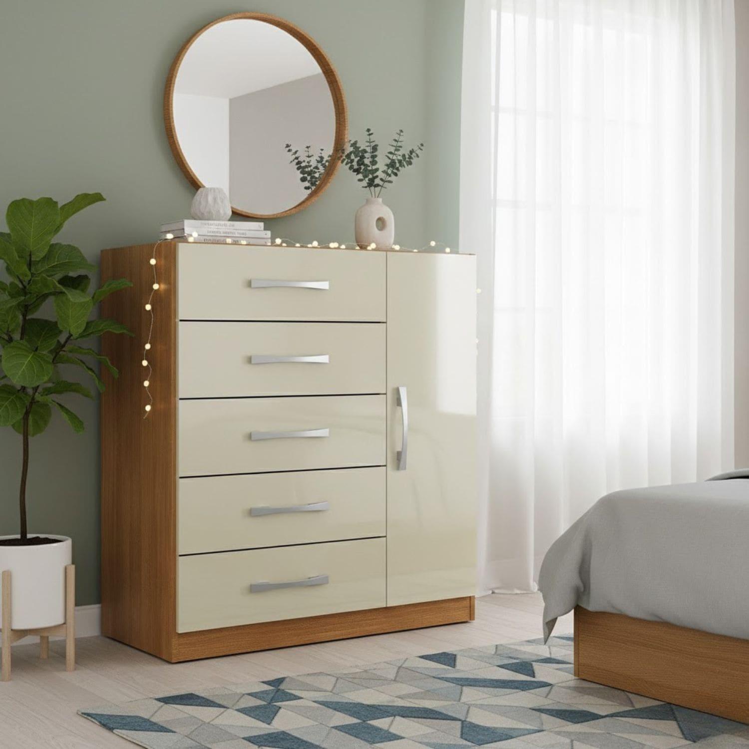 COMBO CLOSET 4 PUERTAS + COMODA 5 CAJONES 1 PUERTA + LIBRERO OFF WHITE R425116 - 3