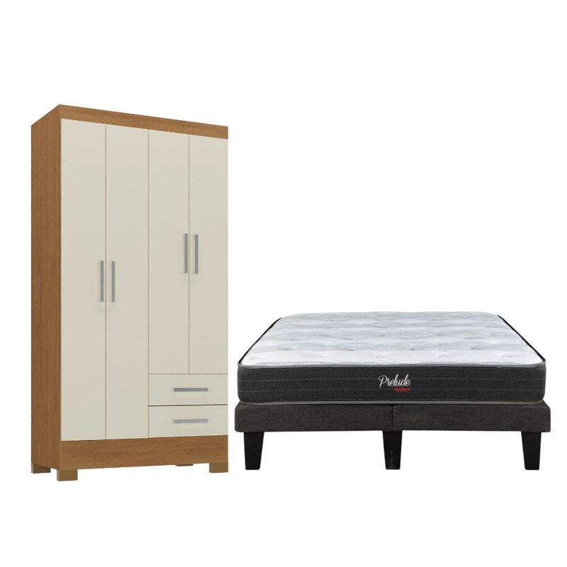 COMBO BOX EUROPEO PRELUDE 2 PLAZAS + CLOSET 4 PUERTAS OFF WHITE CEP20R42 - 1