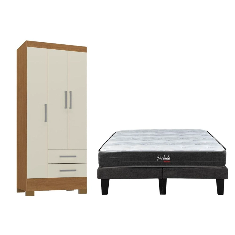 COMBO BOX EUROPEO PRELUDE 2 PLAZAS + CLOSET 3 PUERTAS OFF WHITE CEP20R32 - 1