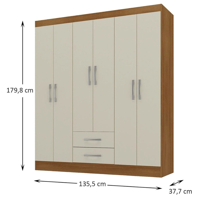 COMBO CAMA EUROPEA PRELUDE 2 PLAZAS + CLOSET 6 PUERTAS + COMODA 10 CAJONES + LIBRERO OFF WHITE CEP20 - 4