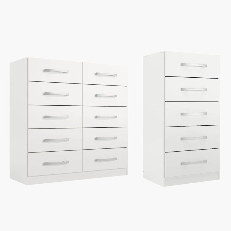 COMBO COMODA 5 CAJONES + COMODA 10 CAJONES BLANCO BLANCO RB0510 - 1