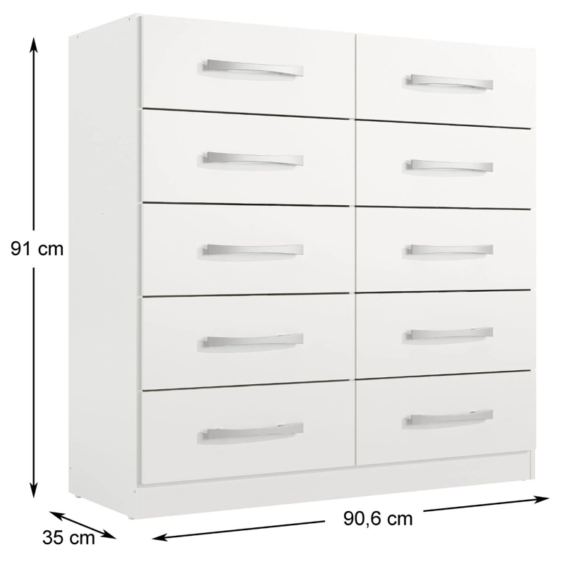 COMBO COMODA 5 CAJONES + COMODA 10 CAJONES BLANCO BLANCO RB0510 - 3