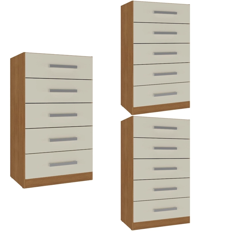 COMBO 3 COMODAS 5 CAJONES 91X46X35 CM OFF WHITE R05X3 - 1