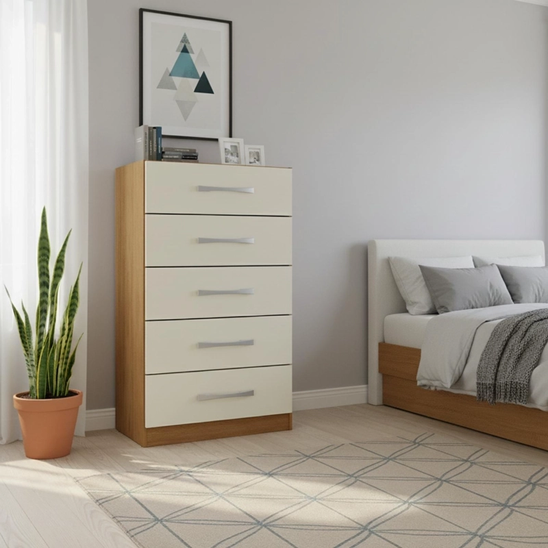 COMBO 3 COMODAS 5 CAJONES 91X46X35 CM OFF WHITE R05X3 - 6