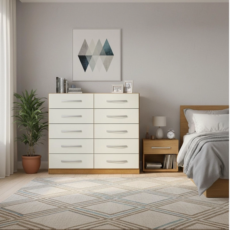 COMBO 3 COMODAS 5 CAJONES 91X46X35 CM OFF WHITE R05X3 - 7