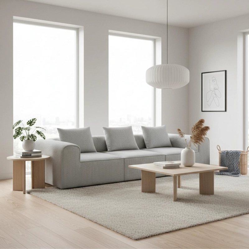 SOFA LOOP 3 CUERPOS | ESPUMA COMPRIMIDA | 270X75X97 GRIS CLARO G123 - 1