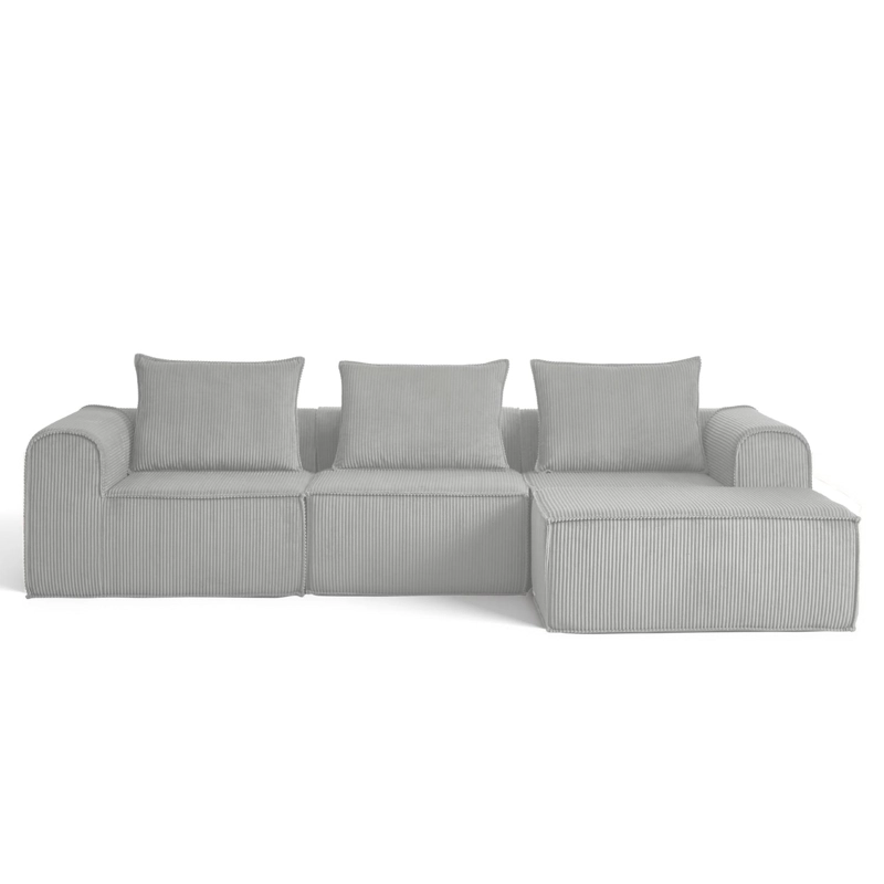 SOFA LOOP 3 CUERPOS + POUF | ESPUMA COMPRIMIDA |270X58X167 GRIS CLARO G1234 - 3