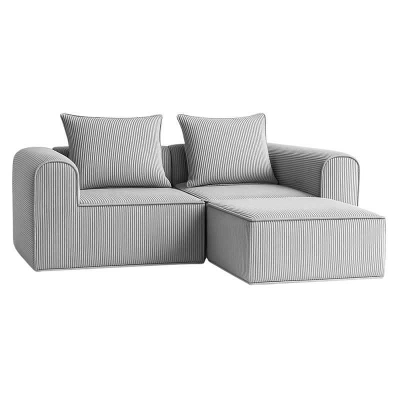 SOFA LOOP 2 CUERPOS + POUF | ESPUMA COMPRIMIDA | 194X57X167 GRIS CLARO G134 - 4