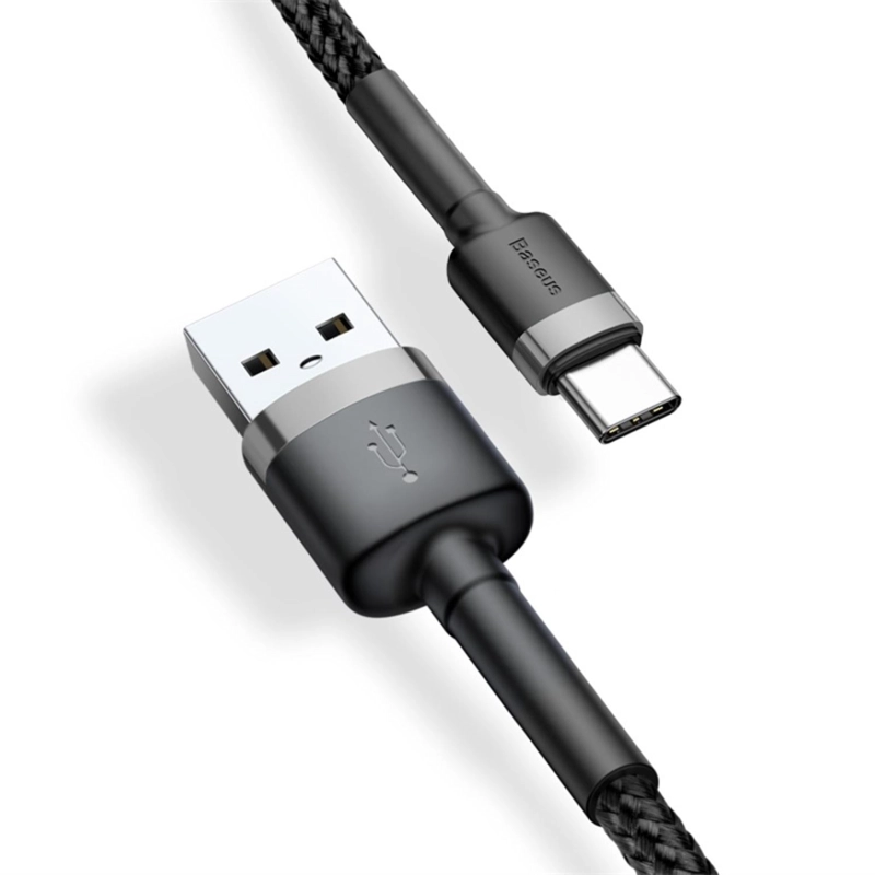 BASEUS CAFULE CABLE USB FOR TYPE-C 3A 1M GRAY+BLACK - 2