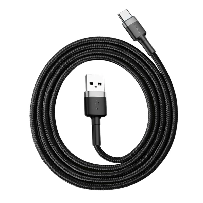 BASEUS CAFULE CABLE USB FOR TYPE-C 3A 1M GRAY+BLACK - 3