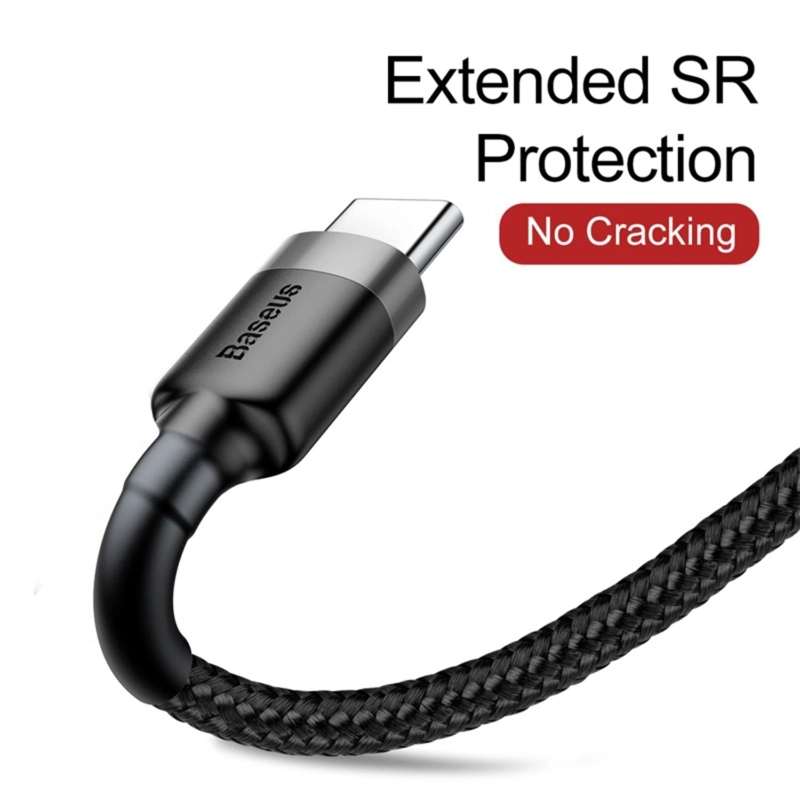 BASEUS CAFULE CABLE USB FOR TYPE-C 3A 1M GRAY+BLACK - 5