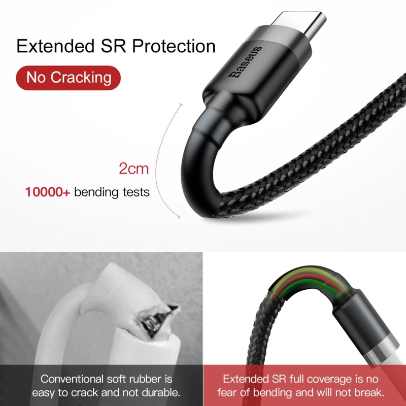 BASEUS CAFULE CABLE USB FOR TYPE-C 3A 1M GRAY+BLACK - 6
