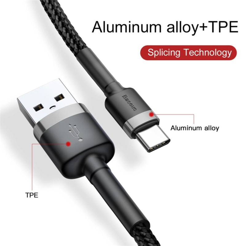 BASEUS CAFULE CABLE USB FOR TYPE-C 3A 1M GRAY+BLACK - 7