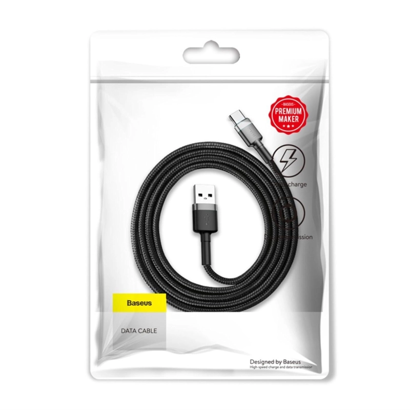 BASEUS CAFULE CABLE USB FOR TYPE-C 3A 1M GRAY+BLACK - 9