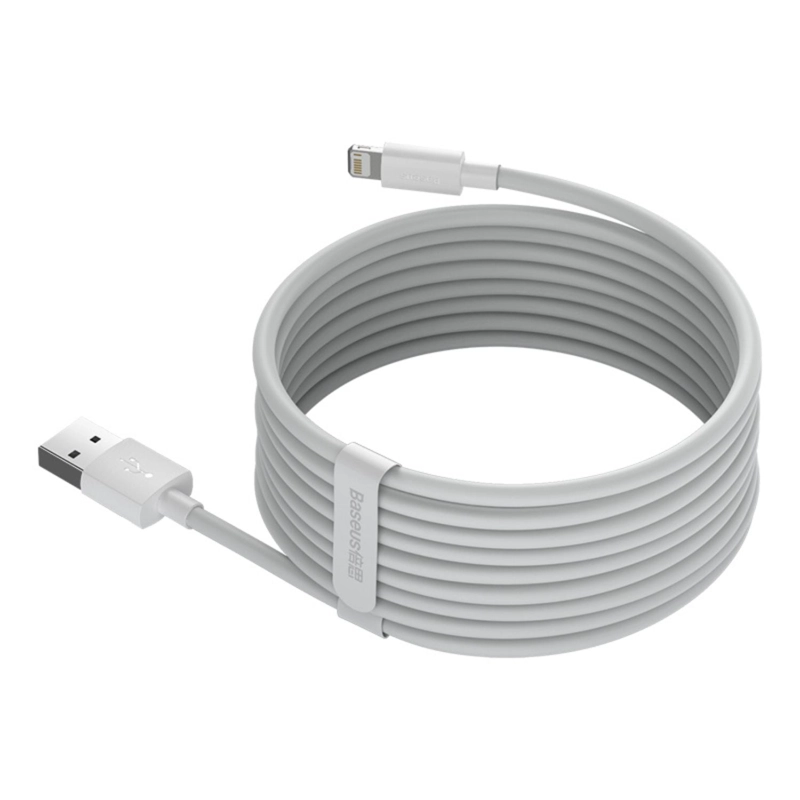 BASEUS SIMPLE WISDOM DATA CABLE KIT USB TO IP 2.4A (2PCS/SET）1.5M WHITE - 7