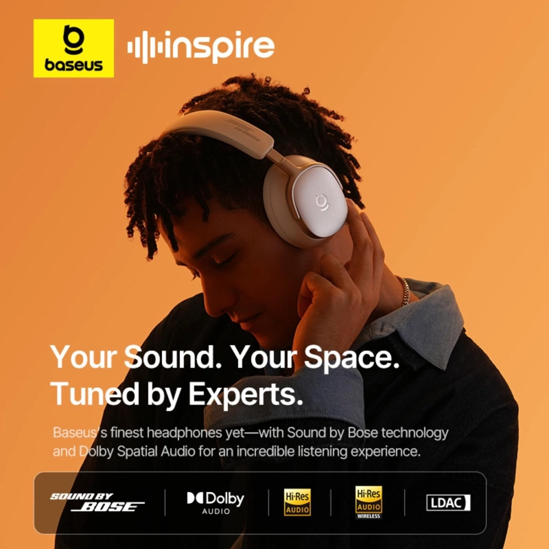 OS-BASEUS INSPIRE XH1 WIRELESS NOISE CANCELLING HEADPHONES STARLIGHT OFF-WHITE - 5
