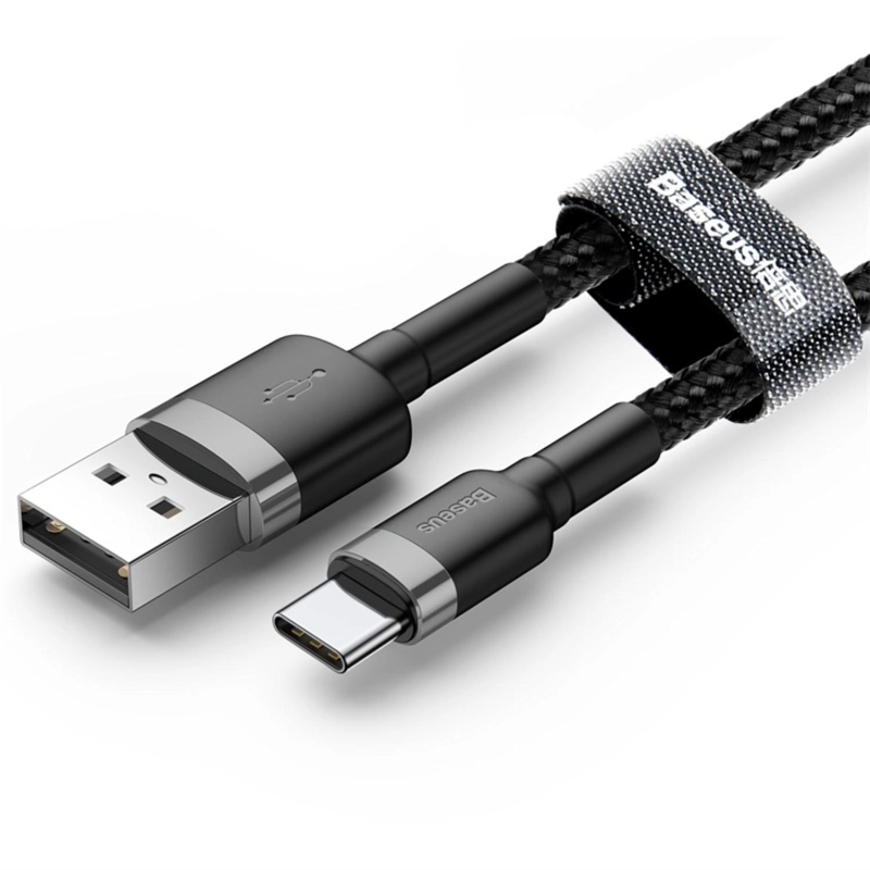 BASEUS CAFULE CABLE USB FOR TYPE-C 2A 2M GRAY+BLACK - 1