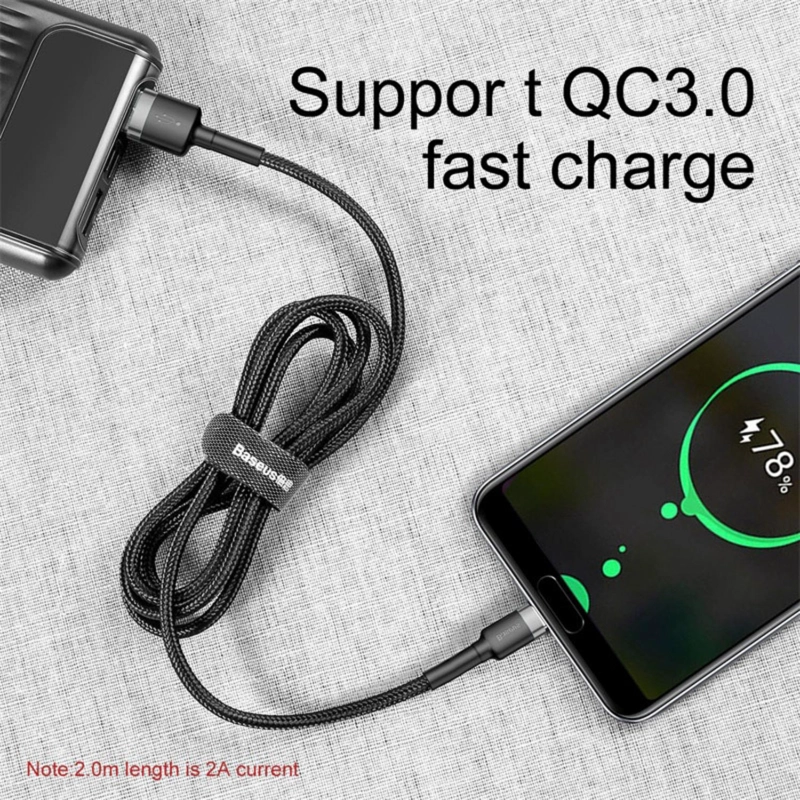 BASEUS CAFULE CABLE USB FOR TYPE-C 2A 2M GRAY+BLACK - 7