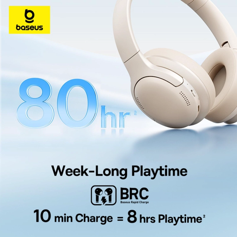 OS-BASEUS BASS BH1 LITE WIRELESS HEADPHONES STARLIGHT OFF-WHITE - 4