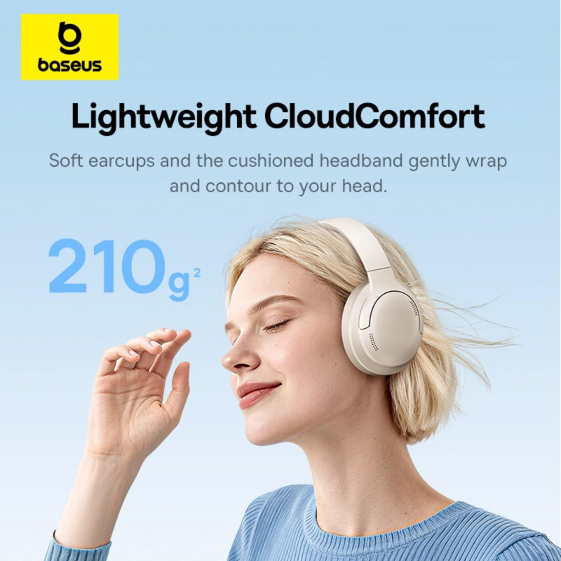OS-BASEUS BASS BH1 LITE WIRELESS HEADPHONES STARLIGHT OFF-WHITE - 6