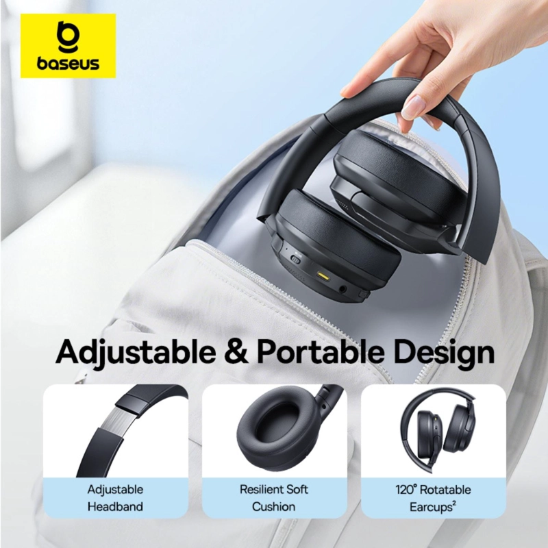 OS-BASEUS BASS BH1 LITE WIRELESS HEADPHONES COSMIC BLACK - 8