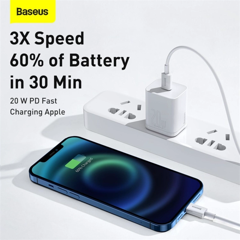BASEUS SUPERIOR SERIES FAST CHARGING DATA CABLE TYPE-C TO IP PD 20W 1M WHITE - 4