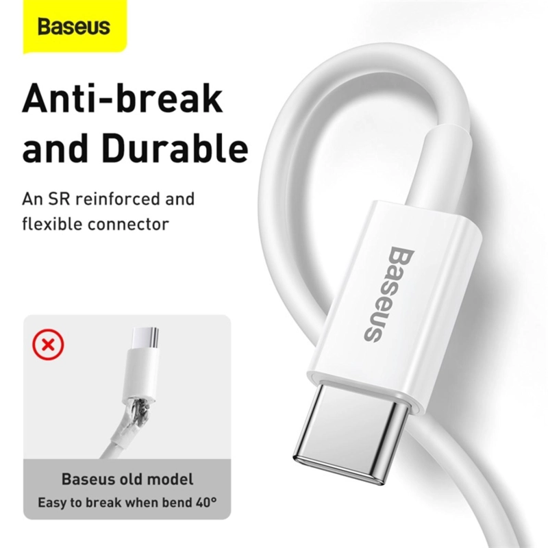 BASEUS SUPERIOR SERIES FAST CHARGING DATA CABLE TYPE-C TO IP PD 20W 1M WHITE - 5