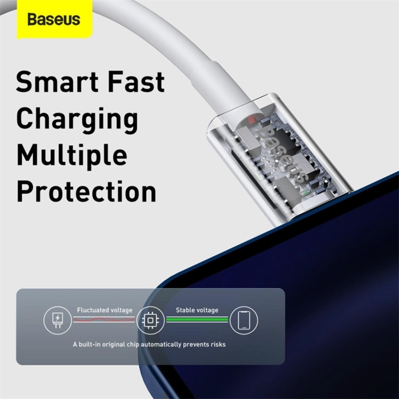 BASEUS SUPERIOR SERIES FAST CHARGING DATA CABLE TYPE-C TO IP PD 20W 1M WHITE - 6