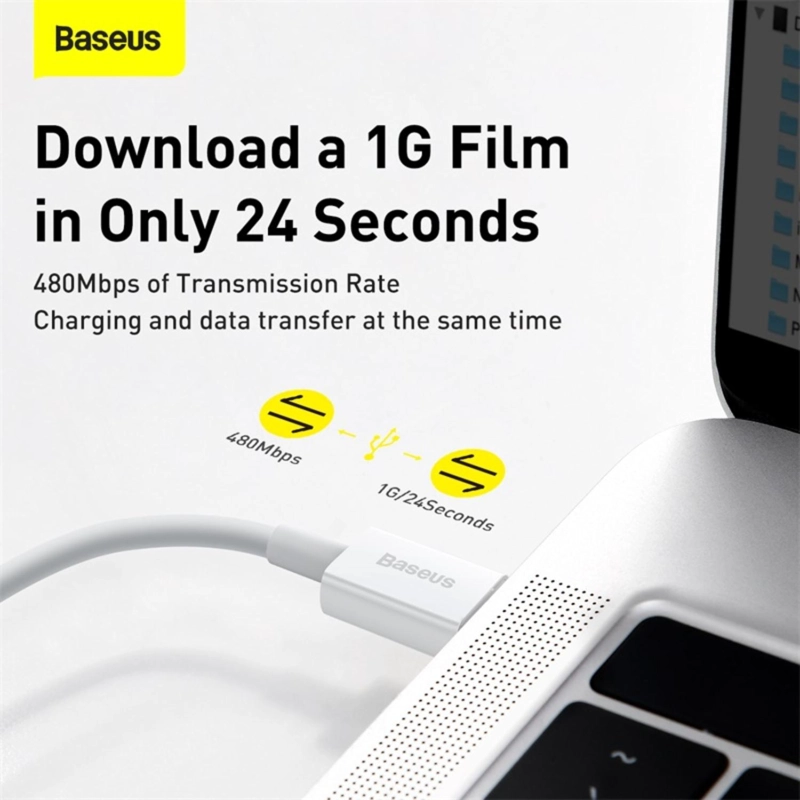 BASEUS SUPERIOR SERIES FAST CHARGING DATA CABLE TYPE-C TO IP PD 20W 1M WHITE - 7