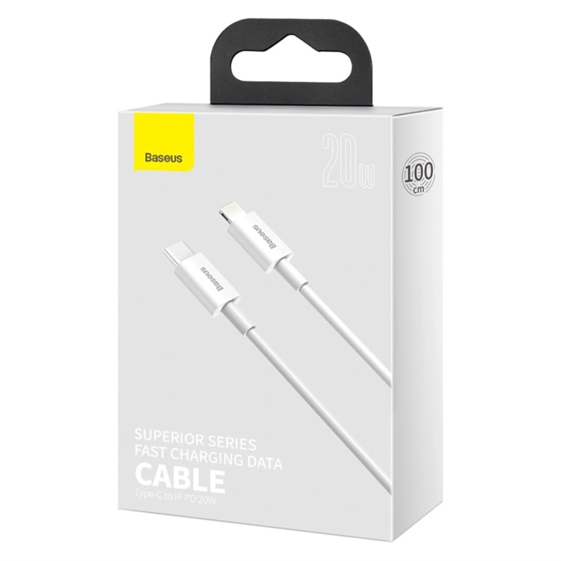 BASEUS SUPERIOR SERIES FAST CHARGING DATA CABLE TYPE-C TO IP PD 20W 1M WHITE - 9