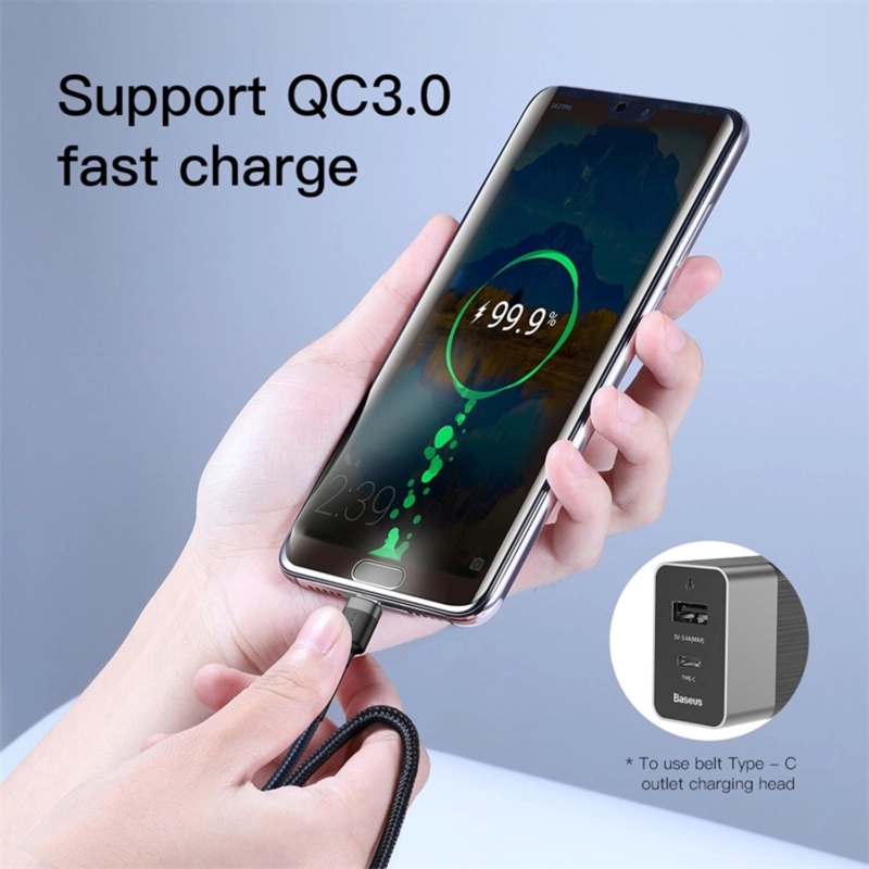 BASEUS CAFULE TYPE-C PD2.0 60W FLASH CHARGING DATA LINE (20V 3A) 2M GRAY+BLACK - 5