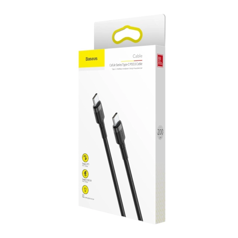 BASEUS CAFULE TYPE-C PD2.0 60W FLASH CHARGING DATA LINE (20V 3A) 2M GRAY+BLACK - 8