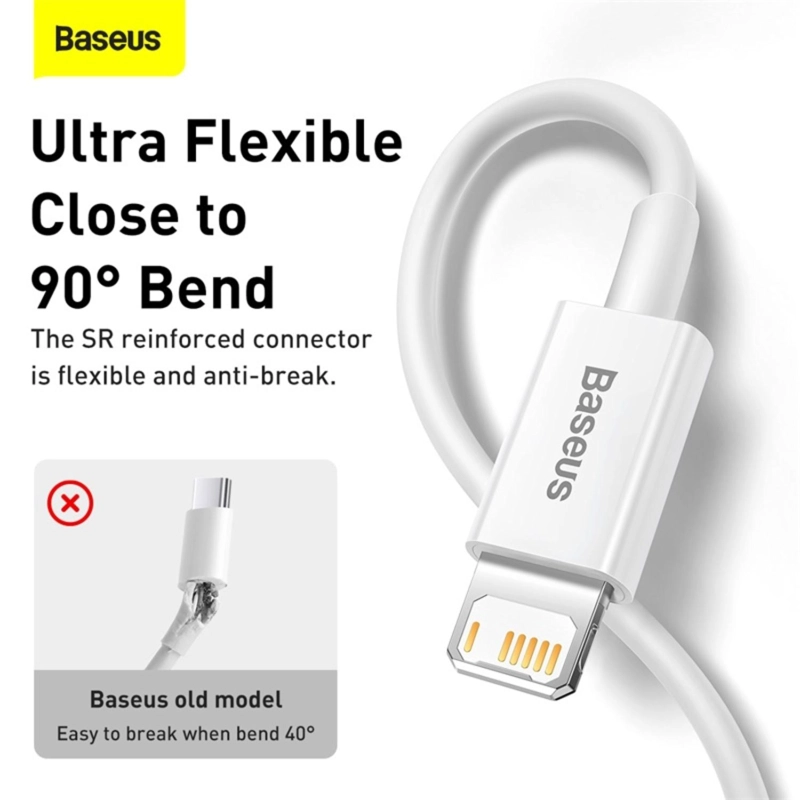 BASEUS SUPERIOR SERIES FAST CHARGING DATA CABLE USB TO IP 2.4A 1M WHITE - 4