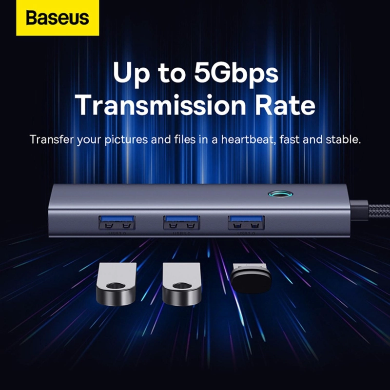 OS-BASEUS ULTRAJOY SERIES 5-PORT HUB DOCKING STATION SPACE GREY（TYPE-C TO HDMI4K@30HZ*1+USB 3.0*4） - 6