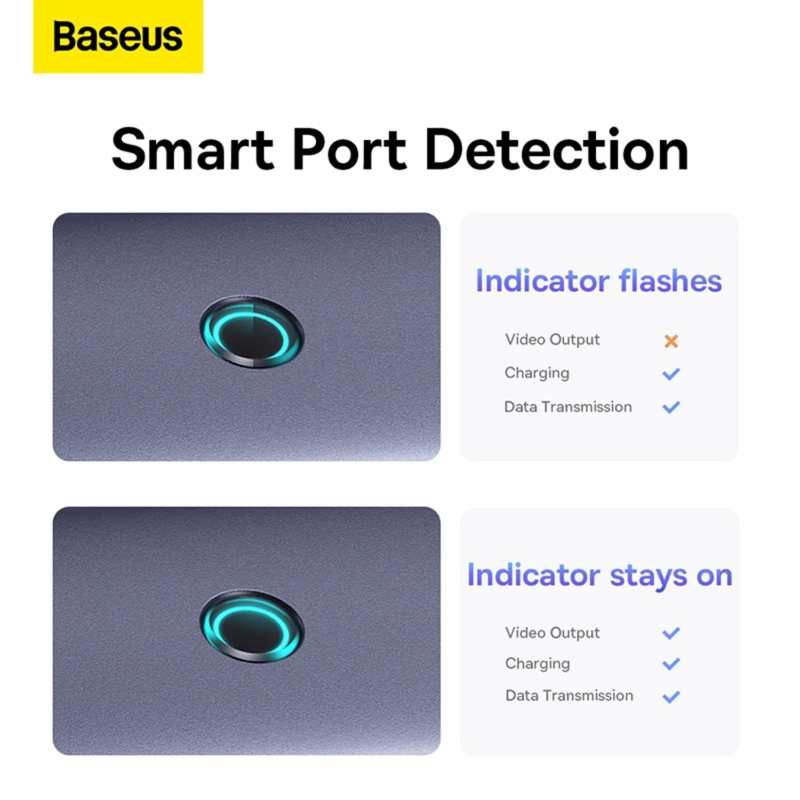 OS-BASEUS ULTRAJOY SERIES 5-PORT HUB DOCKING STATION SPACE GREY（TYPE-C TO HDMI4K@30HZ*1+USB 3.0*4） - 7