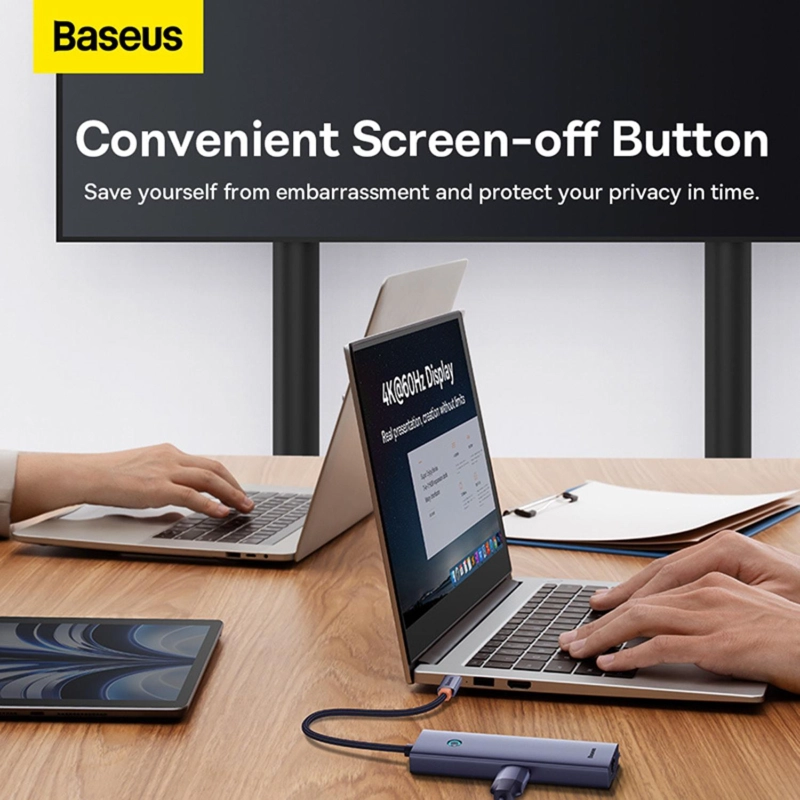 OS-BASEUS ULTRAJOY SERIES 5-PORT HUB DOCKING STATION SPACE GREY（TYPE-C TO HDMI4K@30HZ*1+USB 3.0*4） - 8