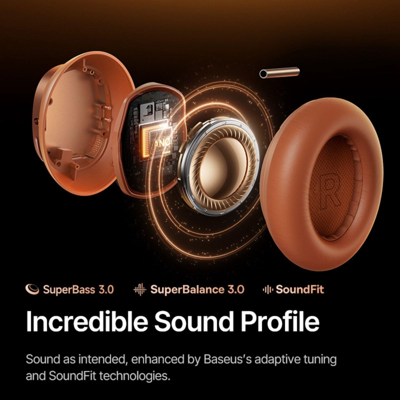 OS-BASEUS INSPIRE XH1 WIRELESS NOISE CANCELLING HEADPHONES SUNSET CORAL - 6