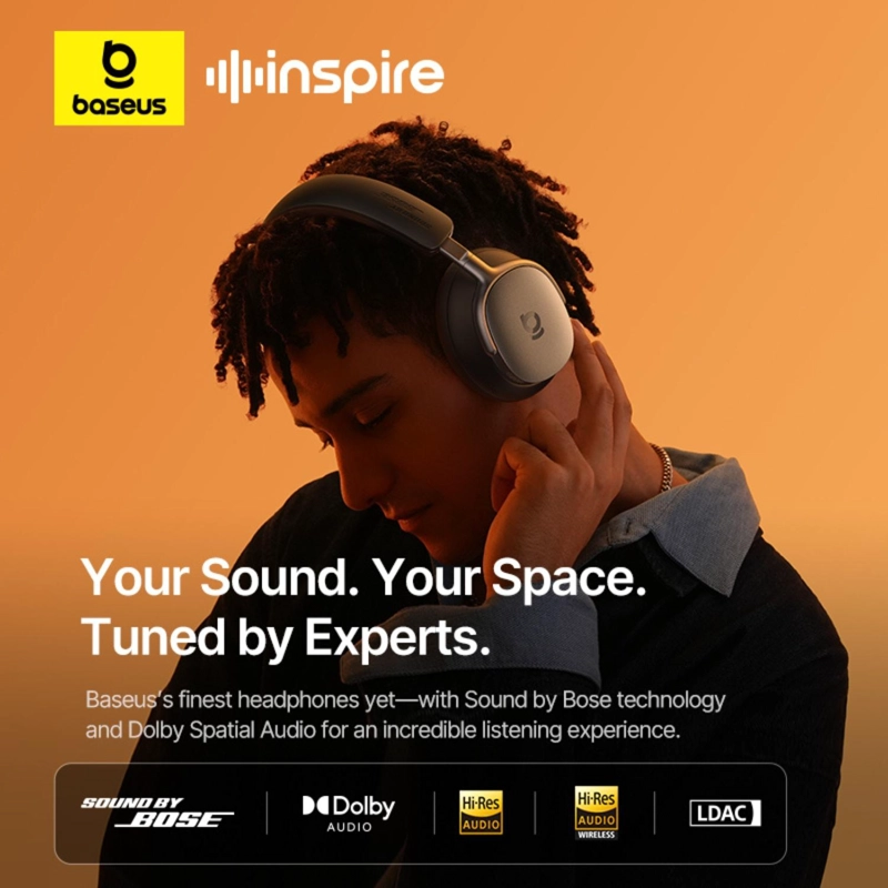 OS-BASEUS INSPIRE XH1 WIRELESS NOISE CANCELLING HEADPHONES COSMIC BLACK - 5