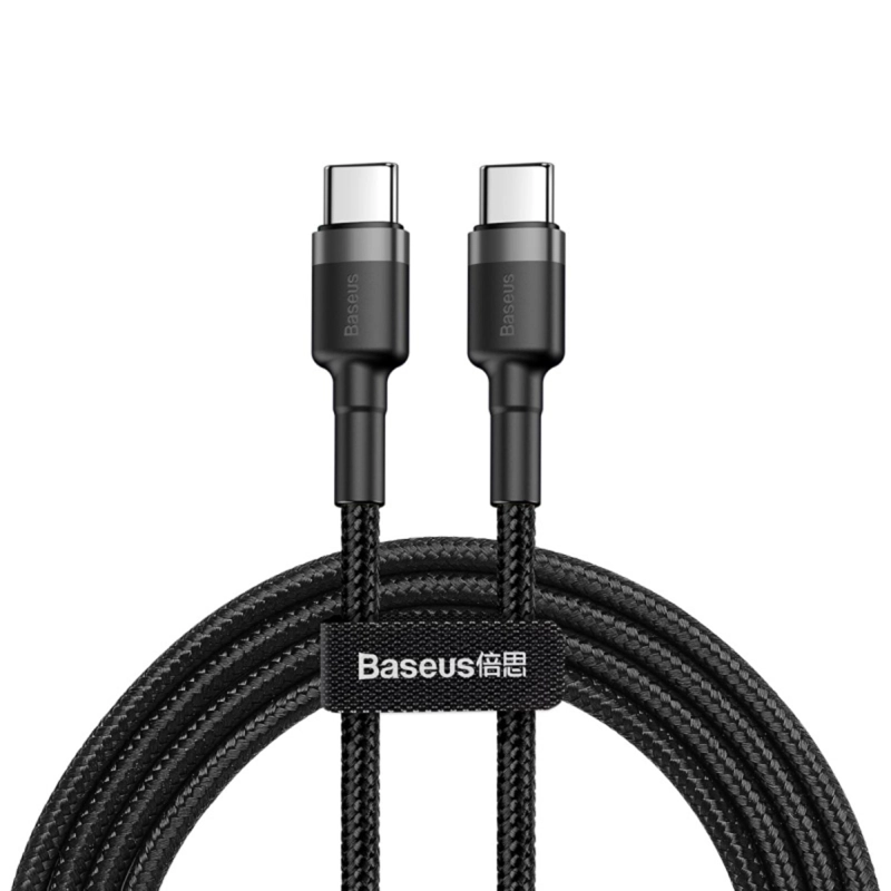 BASEUS CAFULE TYPE-C PD2.0 60W FLASH CHARGING DATA LINE (20V 3A) 1M GRAY+BLACK - 1
