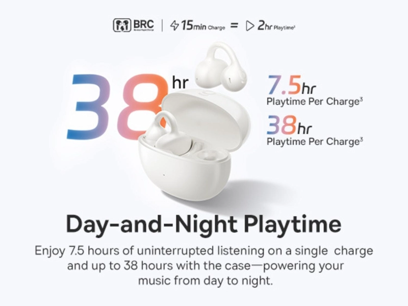 OS-BASEUS BASS BC1 OPEN-EAR TRUE WIRELESS EARBUDS (CLIP-ON TYPE) STELLAR WHITE - 6