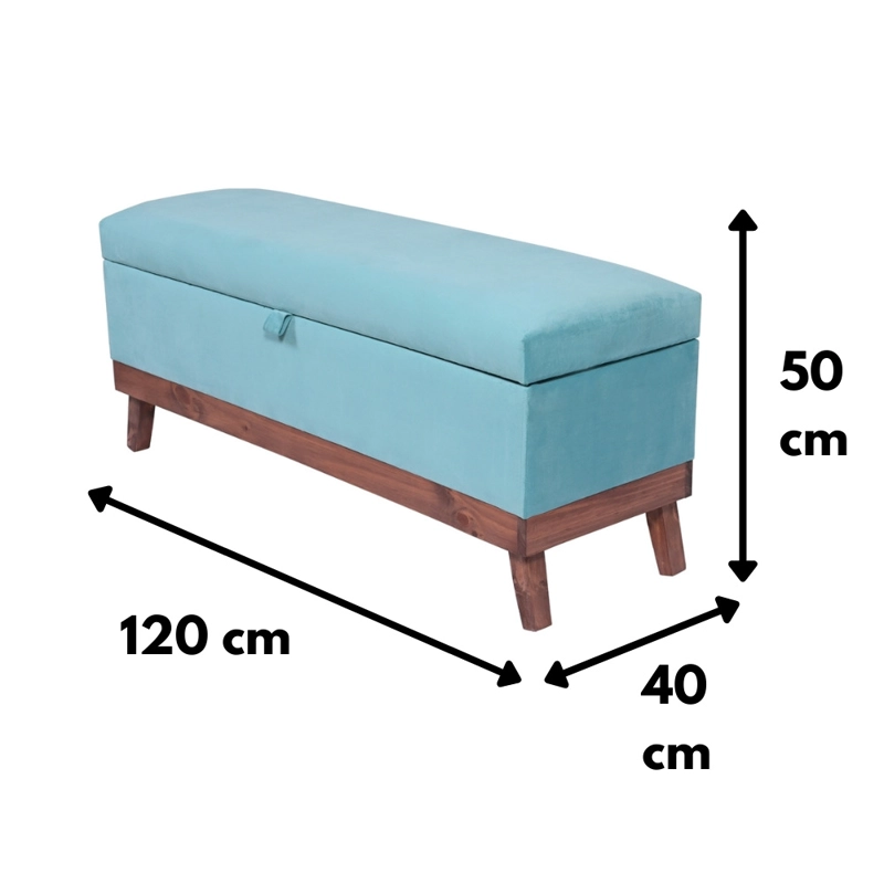 BANQUETA INCY FELPA TURQUESA 120X40X50 CM – MAXICOSAS - 7