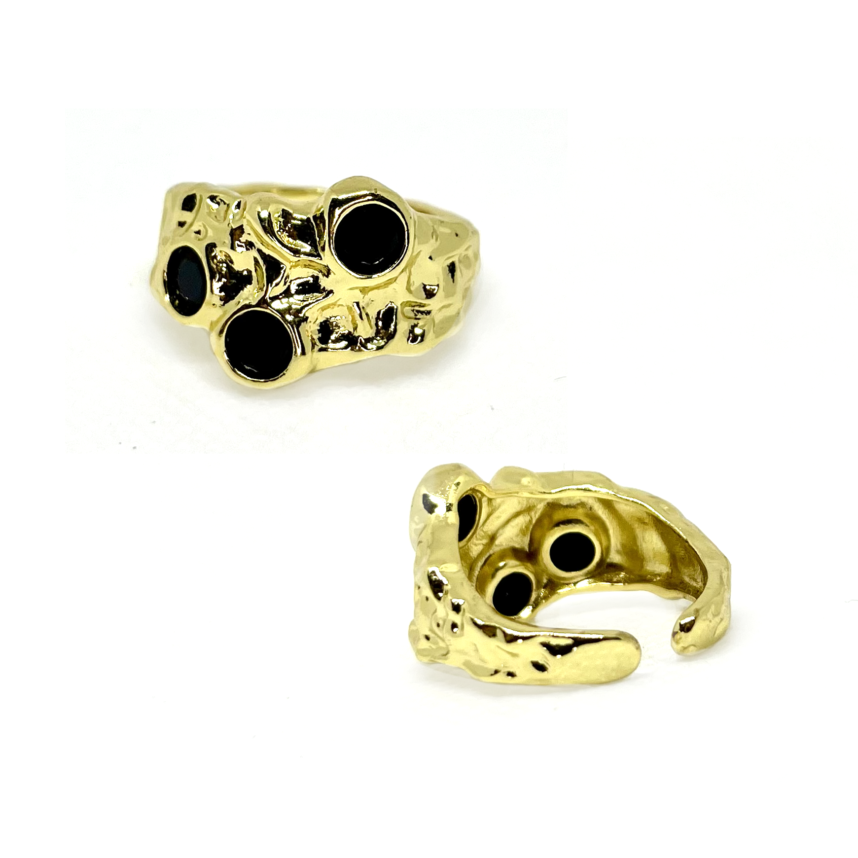 ANILLO TRIPLE ZIRCÓN NEGRO SAN BENITO JOYAS - 1