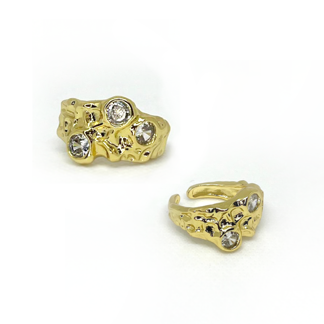 ANILLO TRIPLE ZIRCÓN BLANCO SAN BENITO JOYAS - 3