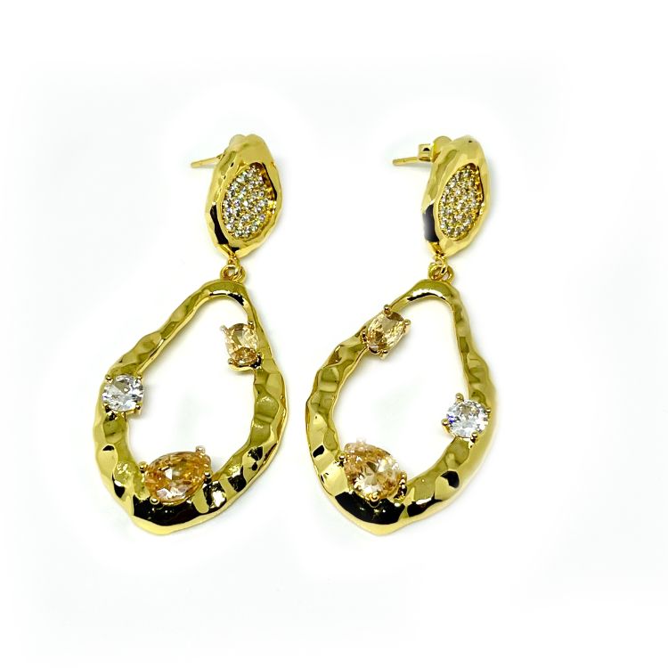AROS CON TRES CRISTALES SAN BENITO JOYAS - 1