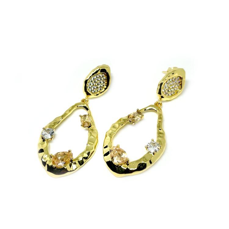 AROS CON TRES CRISTALES SAN BENITO JOYAS - 2