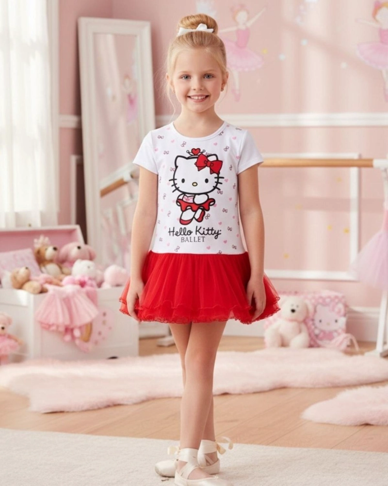 VESTIDO NIÑA HELLO KITTY BLANCO - 1