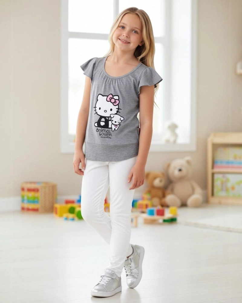 POLERA NIÑA HELLO KITTY GRIS - 1